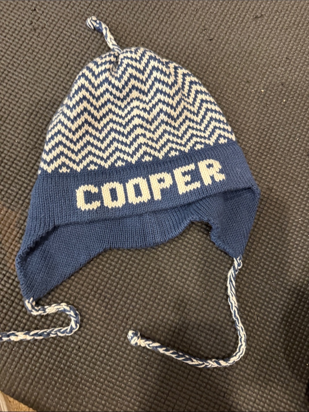 Cooper Blue Knit Kids Earflap Hat
